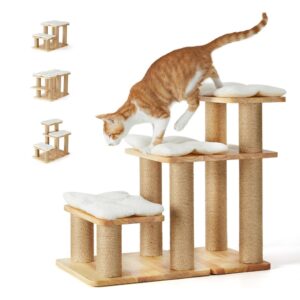 Wooden Pet Stairs with Scratching Post
